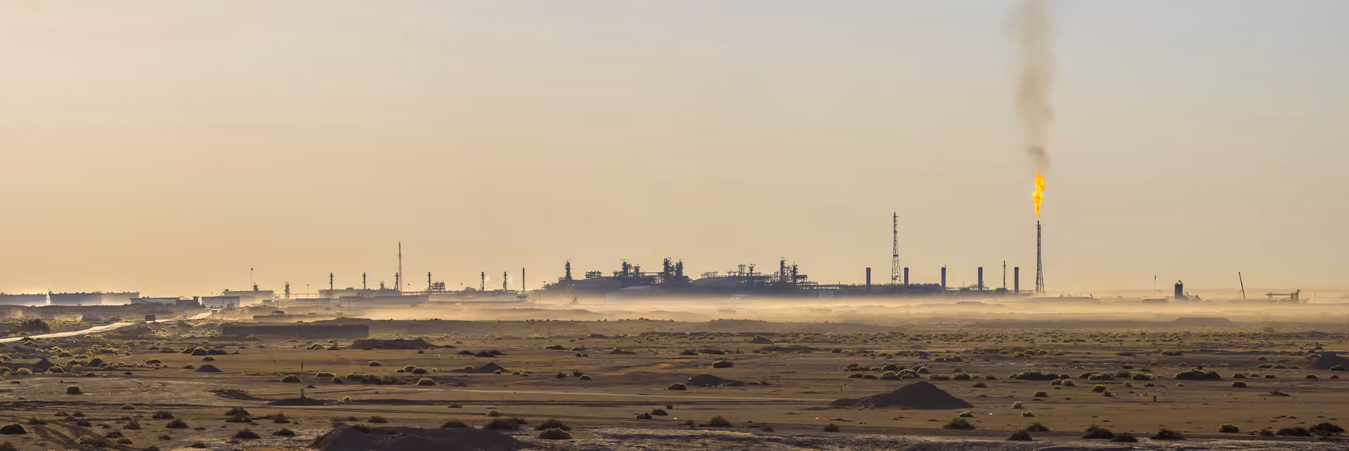 Industrial facility in a desert landscape