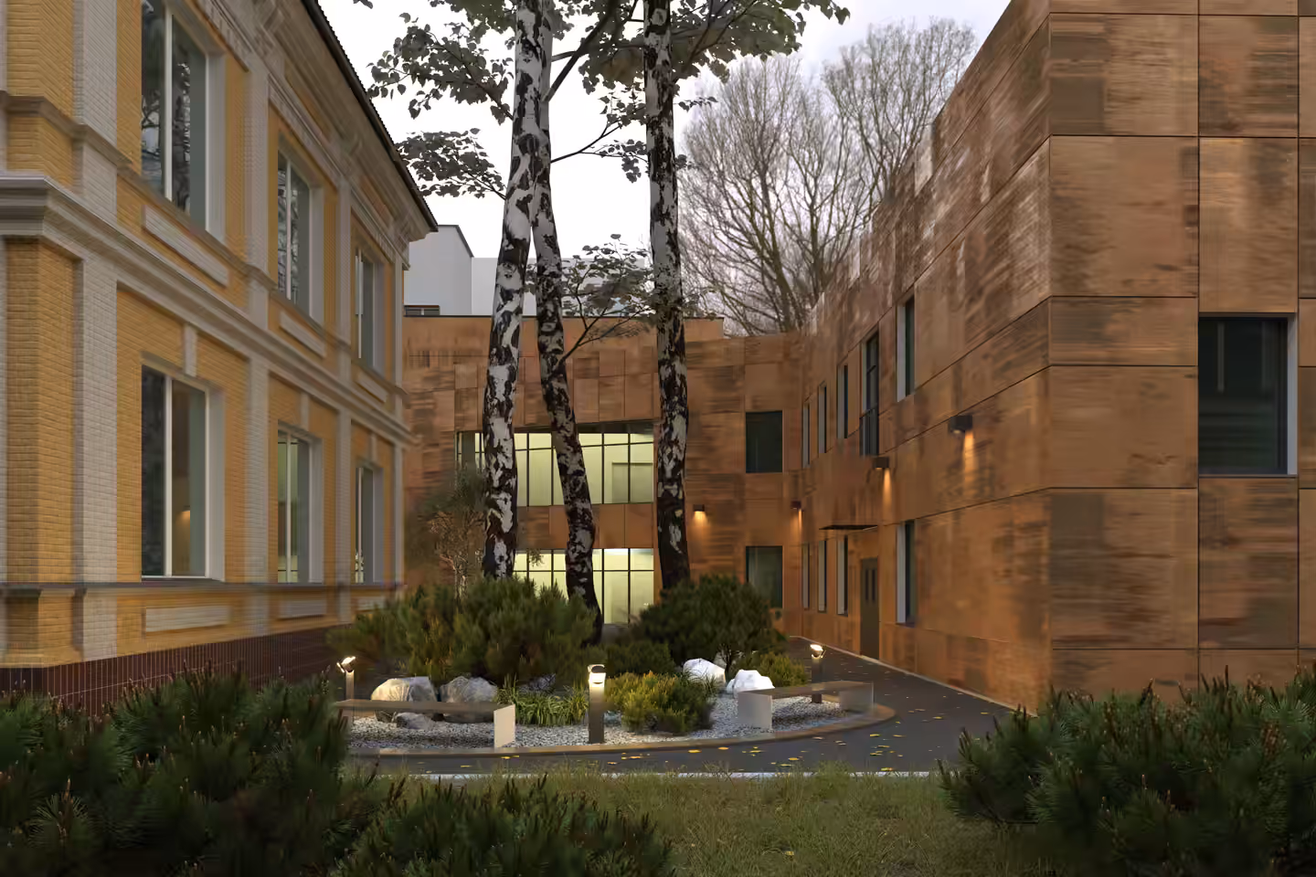 Warm timber interior of a resilient public space
